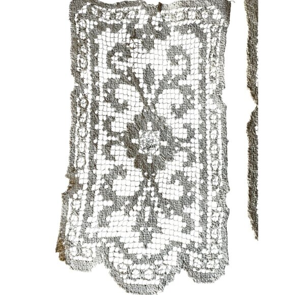 Antique Bosa Lace Handmade Antimacassar Set Intricate Net & Darning Italy Doily - Picture 3 of 16